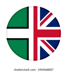 round icon with devon and british flags isolated on white background
