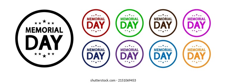 Round icon in different colors Memorial Day.