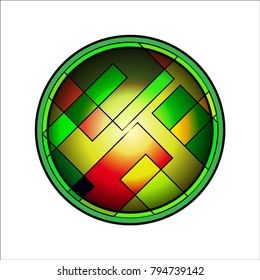 Round icon with different shades with the effect of glass on white background