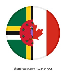 round icon with dominica and canada flags isolated on white background
