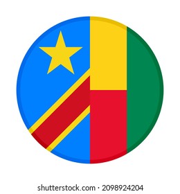 round icon with dr congo and benin flags. vector illustration isolated on white background