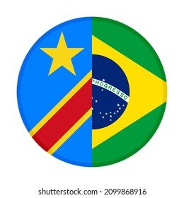 Rundsymbol mit dr congo und brazil Flags. Vektorgrafik einzeln auf weißem Hintergrund