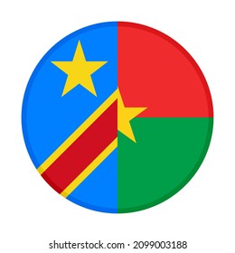 round icon with dr congo and burkina faso flags. vector illustration isolated on white background