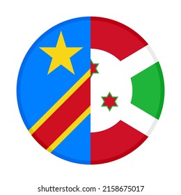 round icon with dr congo and burundi flags. vector illustration isolated on white background	