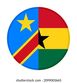 Rundsymbol mit dr congo und ghana flags. Vektorgrafik einzeln auf weißem Hintergrund