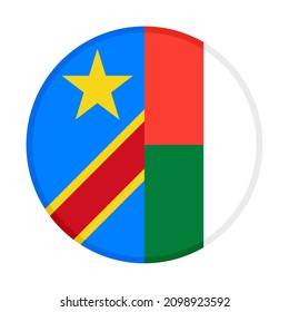 round icon with dr congo and madagascar flags. vector illustration isolated on white background