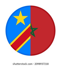 round icon with dr congo and morocco flags. vector illustration isolated on white background