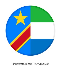 round icon with dr congo and sierra leone flags. vector illustration isolated on white background