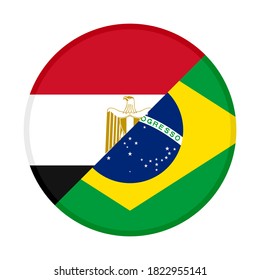 icono circular con banderas de egipto y brasil, aislado en fondo blanco