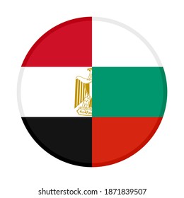 icono circular con banderas de egipto y bulgaria aisladas en fondo blanco