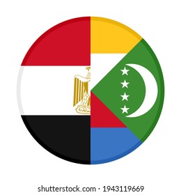round icon with egypt and comoros flags isolated on white background
