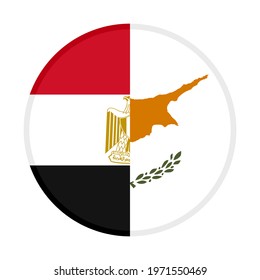 round icon with egypt and cyprus flags, isolated on white background
