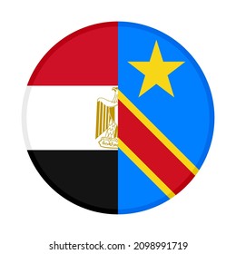 round icon with egypt and dr congo flags. vector illustration isolated on white background
