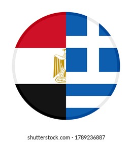 round icon with egypt and greece flags, isolated on white background