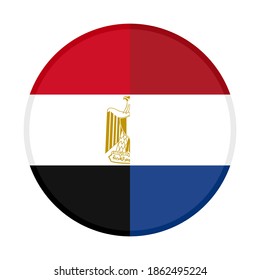 icono circular con banderas de egipto y de los países bajos, aislado en fondo blanco