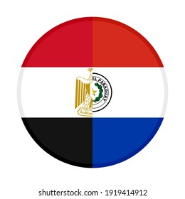 icono circular con banderas de egipto y paraguay, aislado en fondo blanco
