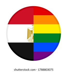 round icon with egypt and rainbow flags, isolated on white background