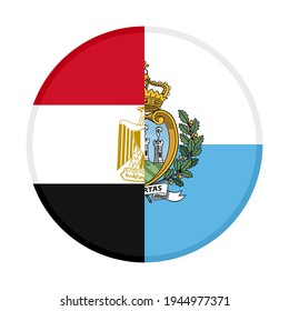 round icon with egypt and san marino flags isolated on white background
