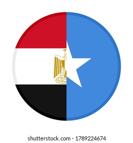 round icon with egypt and somalia flags, isolated on white background