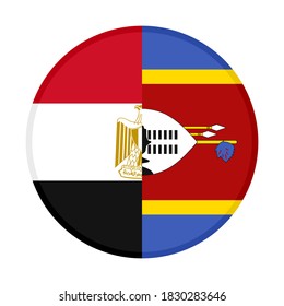 icono redondo con banderas de egipto y de swazilandia, aislado en fondo blanco