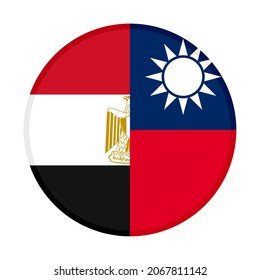 round icon with egypt and taiwan flags isolated on white background
