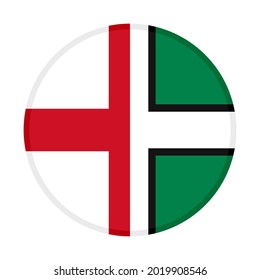 round icon with england and devon flags isolated on white background
