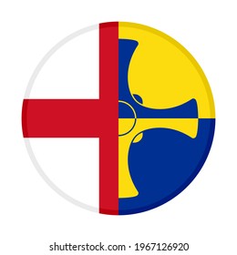 round icon with england and durham flags isolated on white background
