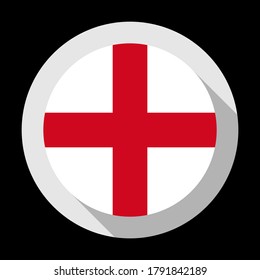 round icon with england flag, isolated on black background