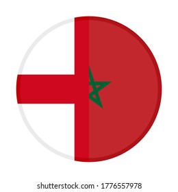 round icon with england and morocco flags
