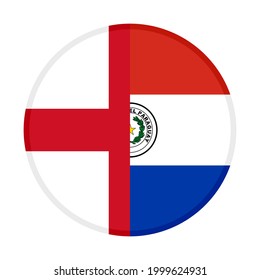 round icon with england and paraguay flags isolated on white background
