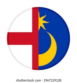round icon with england and portsmouth flags isolated on white background
