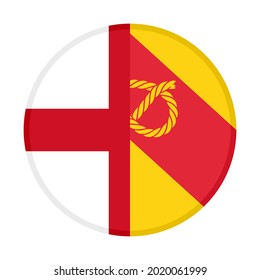 round icon with england and staffordshire flags isolated on white background
