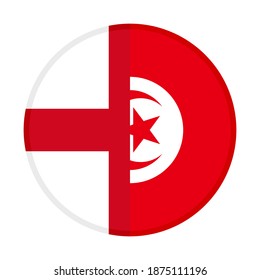 round icon with england and tunisia flags isolated on white background