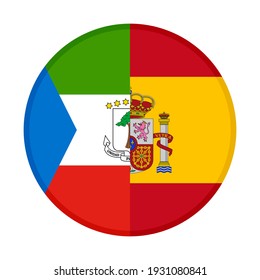rundes Symbol mit Äquatorialguinea und Flaggen, einzeln auf weißem Hintergrund
