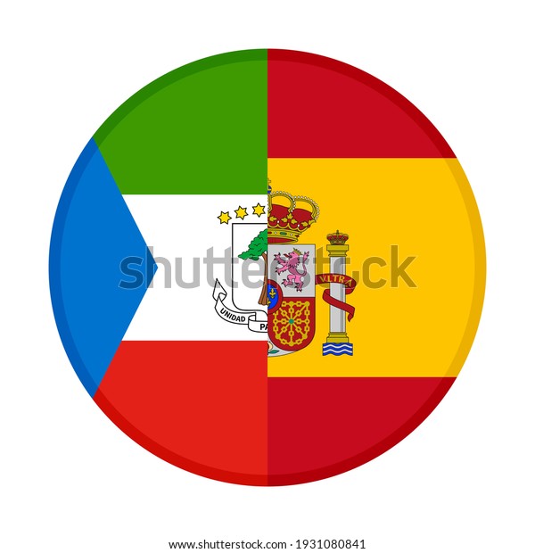 白い背景に赤道ギニアとスペインの国旗の丸いアイコン のベクター画像素材 ロイヤリティフリー