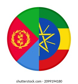 round icon with eritrea and ethiopia flags. vector illustration isolated on white background