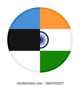 icono circular con indicadores estonia e india aislados en fondo blanco