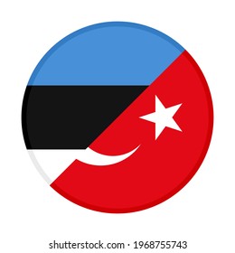 icono circular con estonia y marcas turcas aisladas en fondo blanco
