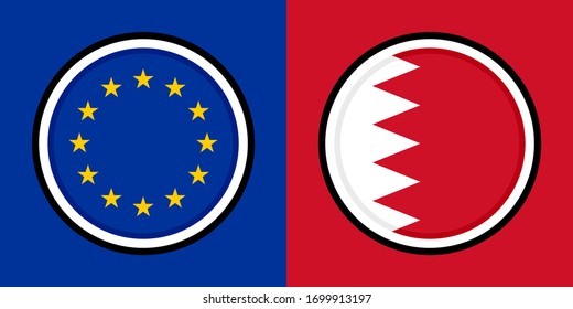 runde Ikone, eu und Bahrain-Flaggen.