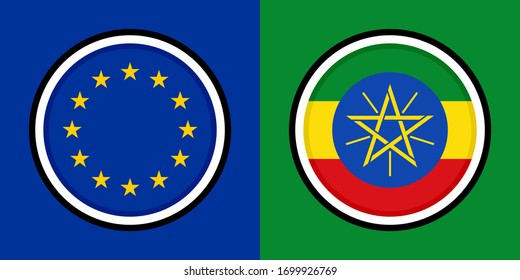 round icon, eu and ethiopia flags.