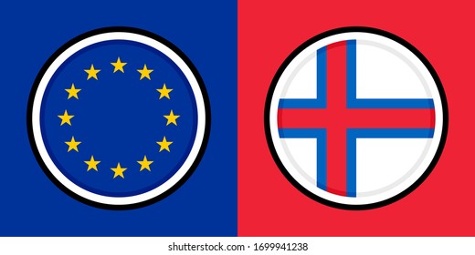 round icon, eu and faroe islands flags.