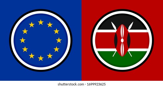 icono circular, banderas eu y kenya.
