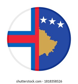 round icon with faroe islands and kosovo flags, isolated on white background