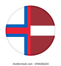 round icon with faroe islands and latvia flags isolated on white background