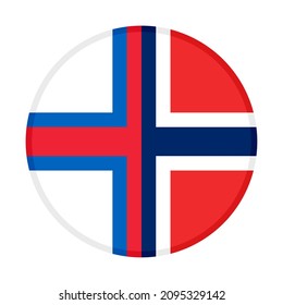round icon with faroe islands and norway flags. vector illustration isolated on white background