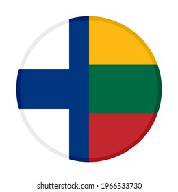 round icon with finland and lithuania flags isolated on white background

