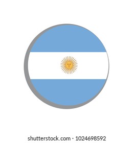 Round icon of the flag of Argentina on a white background. Symbol for sports, political and geographical banner and poster. Isolated Vector Illustration
