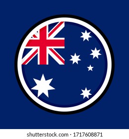 round icon, flag of australia, isolated on blue background