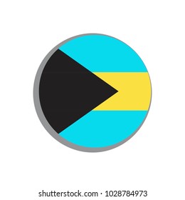 Round icon of the flag of Bahamas  icon  on a white background. Symbol for sports, political and geographical banner and poster. Isolated Vector Illustration

