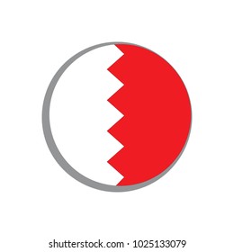 Round icon of the flag of Bahrain icon  on a white background. Symbol for sports, political and geographical banner and poster. Isolated Vector Illustration